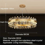 Luxury Double-Layer Round Crystal Chandelier (Golden Finish) - Modern Tiered Ceiling Pendant Light Fixture for Living Room, Bedroom & Dining Room