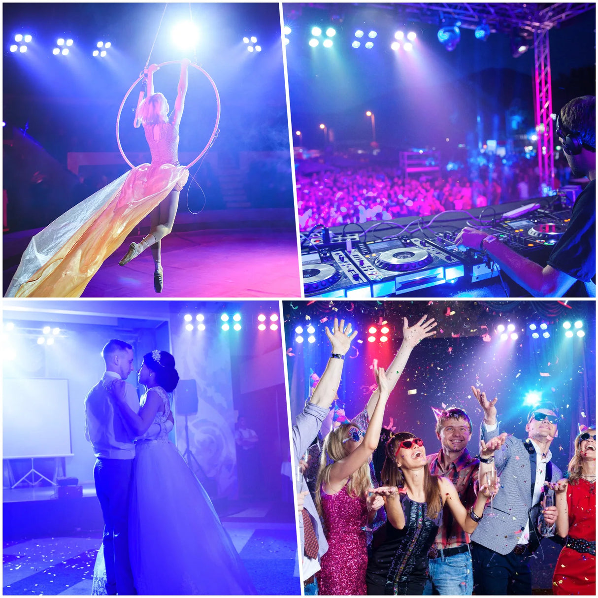 4-Pack/8-Pack 4x18W 6-in-1 RGBWA+UV Wireless Battery LED Par Light - App & DMX Controlled Stage Uplight for DJ, Party & Events