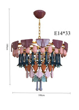 Vintage Ceramic Macaron Crystal Pendant Light LED Hanging Lamp for Bedroom Living Room Hotel Creative Glass Art Chandelier