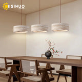 Wabi Sabi Cave Natural Stone Pendant Lamp Travertine Stone Round LED Dining Room Chandelier Adjustable Hanging for Kitchen Islan