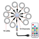 LED Sparkle Ring Light Circle Module WS2812B Individually Addressable RGB Atmosphere Lamp 17 Key Music Remote Control for Party