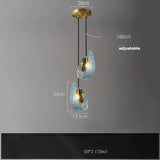 Modern Blue Glass LED Pendant Light Designer for Living Room Bedroom Dining Table Indoor Lighting Fixtures with Glossy Finish
