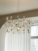 French Luxury Green Crystal Led Chandeliers Romantic Art Dining Room Decor  Pendant Light Lighting Bedroom Hanging Lamp Fixtures