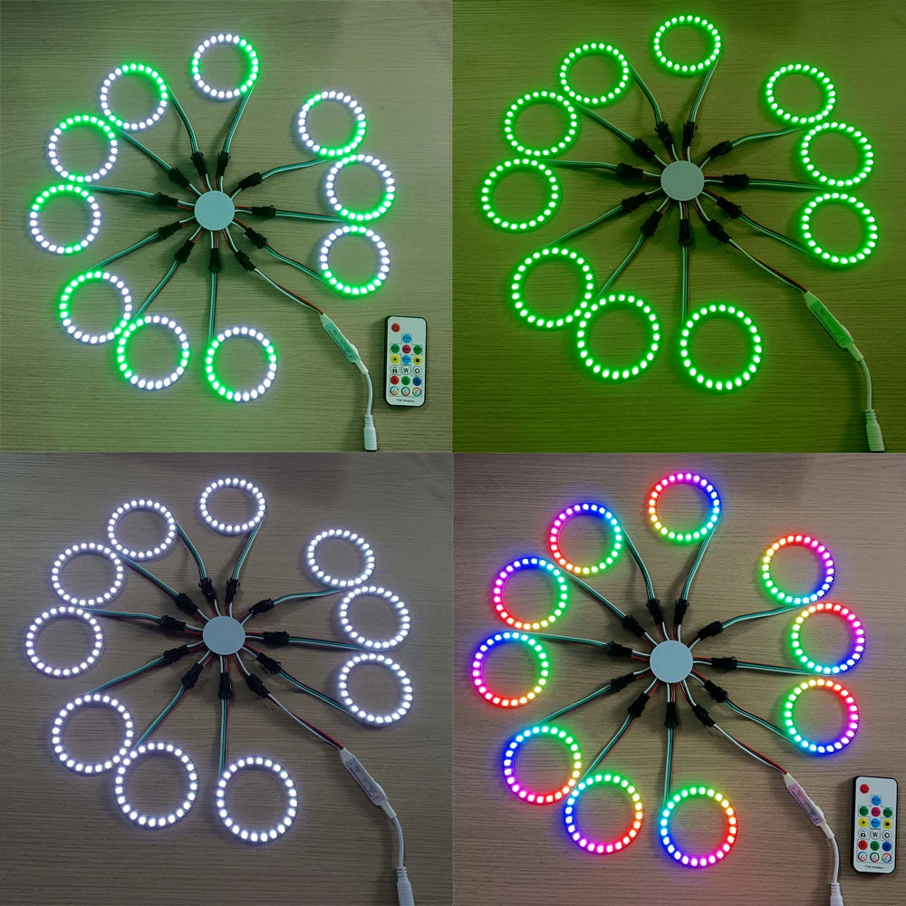 LED Sparkle Ring Light Circle Module WS2812B Individually Addressable RGB Atmosphere Lamp 17 Key Music Remote Control for Party