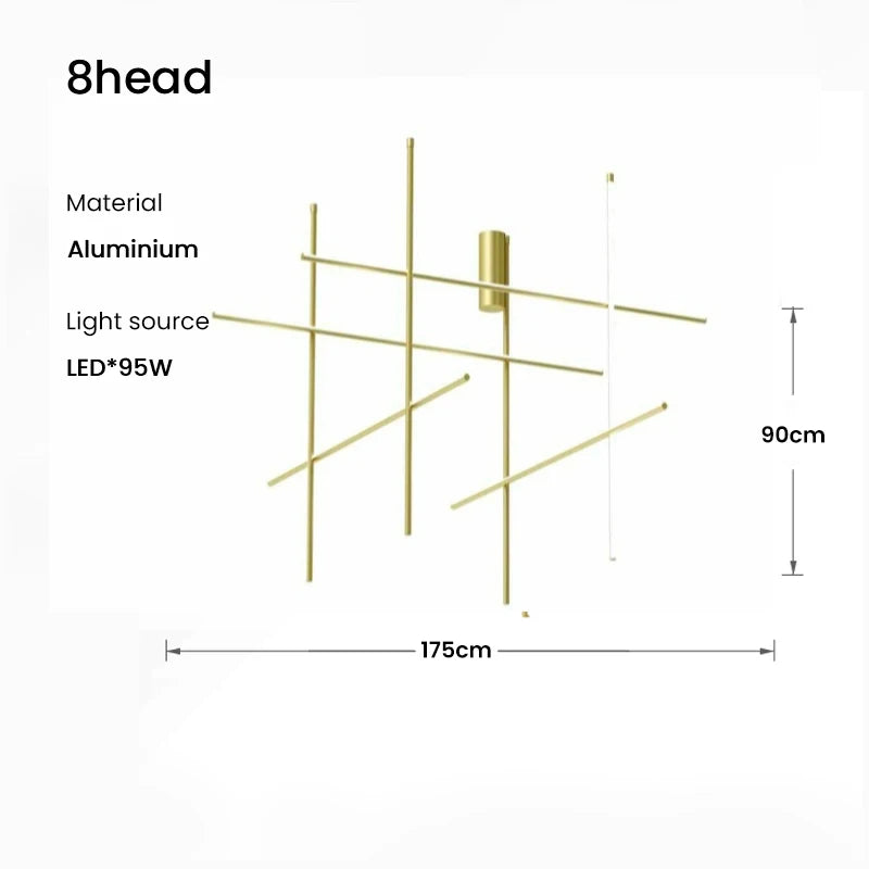 COORDINATES Pendant Light Italy Designer Tube Gold Chandeliers for Kitchen Hotel Staircase Linear scandinavian Pendant lamp
