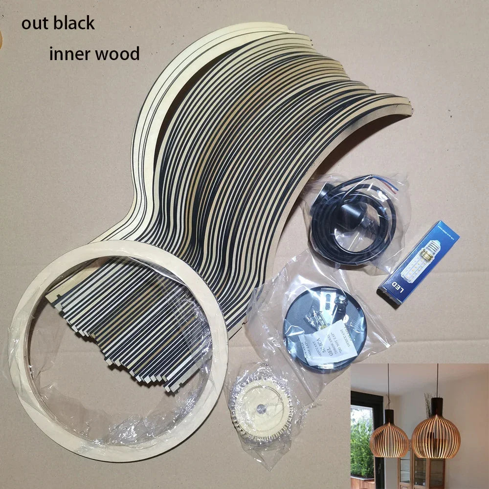 Holland Designer VIP Country Style Focusrini Wood Cage Chandeliers Light Black Bamboo Lamp Lighting Fixtures Drop Shipping