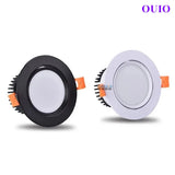 Tricolor Changeable Anti Glare Recessed LED Downlights 5W 7W 9W 12W 15W 20W COB Ceiling Lamp Spot Lights AC90-265V +Led Drive