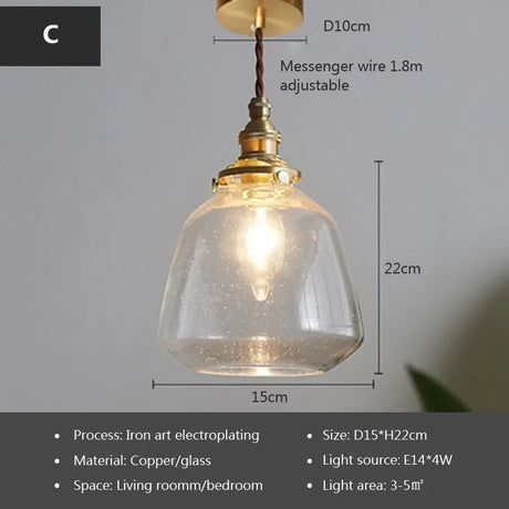 Glass Pendant Light Nordic Dining Room Retro Chandeliers Creative Minimal E27 Transparent Lampshade For Restaurant Lamp Luster