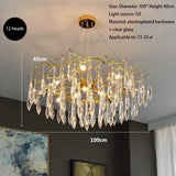 2025 Modern Gold Crystal Chandelier Living Room High Ceiling Luxury Big Lustres Aluminium Crystal Tree Branch Chandelier Lights