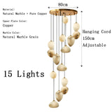 Luxury Marble Pebble Chandelier Modern Alabaster Pendant Light Dimmable Luster Ceiling Lamp for Villa Staircase 2026