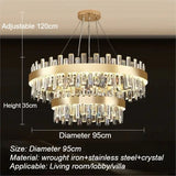 Luxury Double-Layer Round Crystal Chandelier (Golden Finish) - Modern Tiered Ceiling Pendant Light Fixture for Living Room, Bedroom & Dining Room