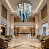 Luxury Crystal Glass Chandelier Modern Dimmable Ceiling Light Luster Hardware Adjustable Height for Villa Staircase