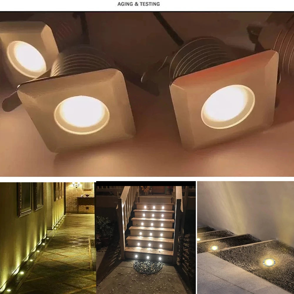 Waterproof 3W LED Garden Buried Light - Square Outdoor Recessed Deck Spotlight