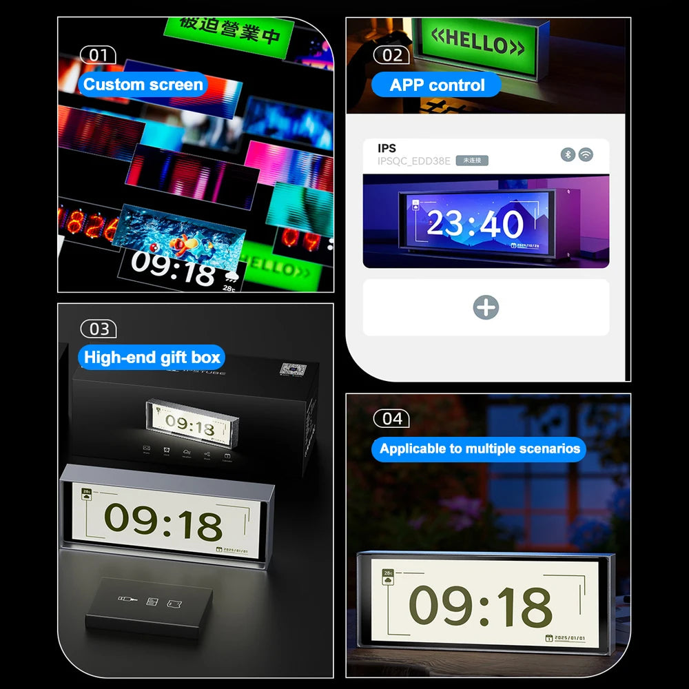 Smart Bluetooth Quantum Clock Night Light APP Control DIY Alarm Clocks Desk Decoration Light For Gaming Room Bedroom Decor