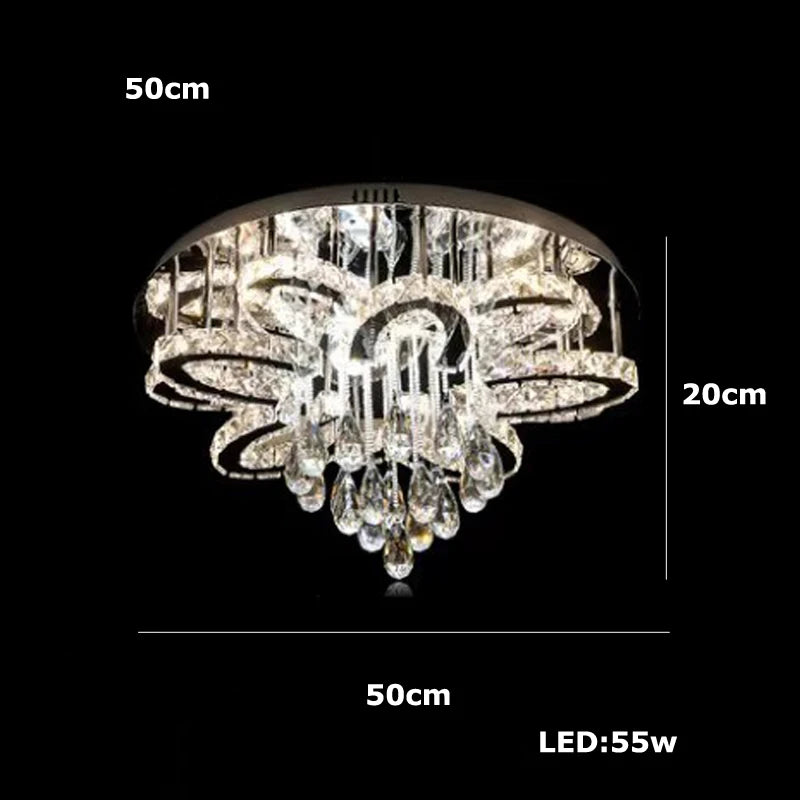 High-end Luxury LED Chandelier Living Room Restaurant Bedroom Hotel Villa Remote Control Crystal Pendant Lamp Home Decor Light