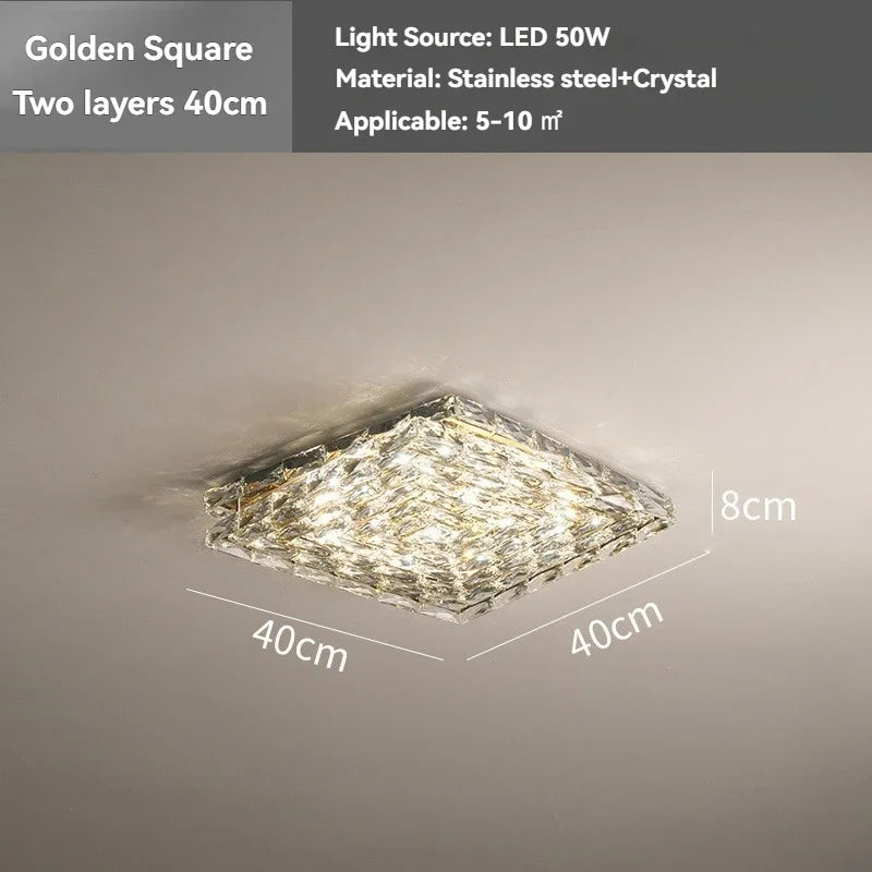 Luxury Modern Crystal Ceiling Light Chandelier - Flush Mount Ceiling Lamp Fixture for Living Room, Master Bedroom & Home Decor