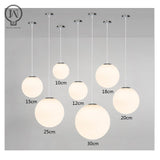 Gold/Black/silv Glass Ball Pendant Lights White Globe Hanging Lamps Bar Restaurant Deco Luminaire Bedroom Light E27 Pendant Lamp