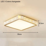 Modern Geometric Crystal Ceiling Light - Round & Square LED Lamp for Bedroom