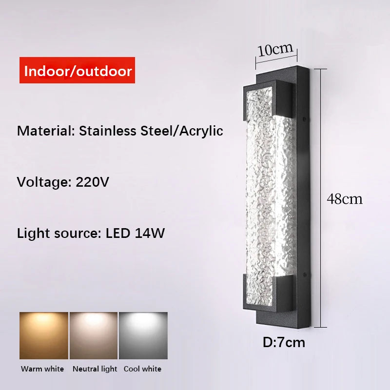 Modern Outdoor Stainless Steel Long-Strip LED Wall Lamp - IP65 Waterproof Linear Exterior Porch Sconce Fixture for Garden, Patio & House Facade