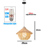 Handmade Vintage Pendant Lamp Bamboo Restaurant Café Chandeliers Wood Base E27 Bulb Lighting Hotel Bedroom Interior Classical