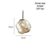 Ice Crystal Pendant Lamp Nordic Minimalism Bedside Restaurant Mirror Front Atmosphere Droplight Glass Stone Ceiling Chandelier