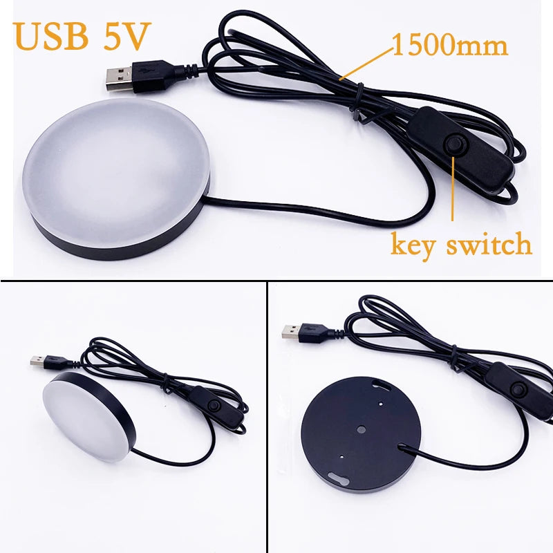 LED Under-Cabinet Puck Light with 5V USB Switch - Compact Spot Lamp for Display Cases, Shelves & Camper Vans