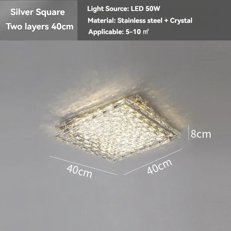 Luxury Modern Crystal Ceiling Light Chandelier - Flush Mount Ceiling Lamp Fixture for Living Room, Master Bedroom & Home Decor