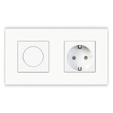 Dimmer Light Switch Rotary Knob Glass Mechanical LED Dimmable Wall Mounted Switches EU Standard Switches