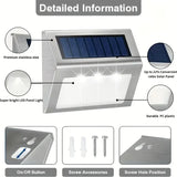 Stainless Steel Solar LED Deck Lights - Waterproof Outdoor Step & Stair Lamp for Backyard, Fence & Patio Pathway