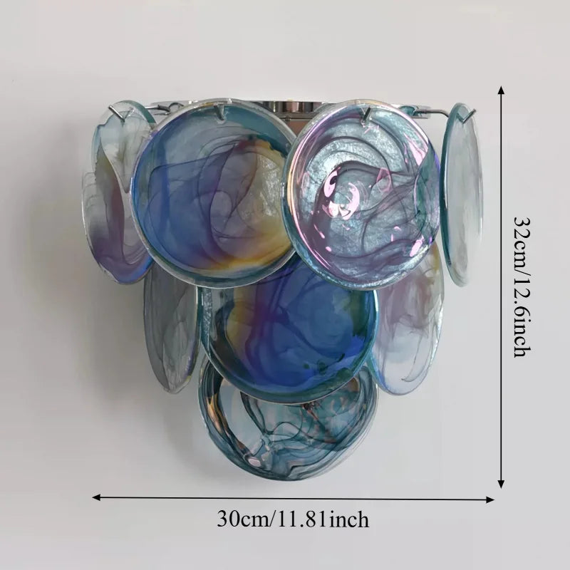 Italian Murano Glass LED Wall Lamp - Luxury Decorative Sconce Light Fixture for Bedroom Bedside, Living Room & Restaurant