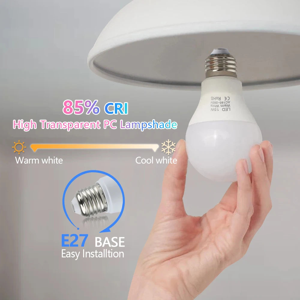 E27 LED Light Bulb (3W-18W Options) - AC 220V-240V Smart IC High-Brightness Lamp