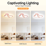 LED Ceiling Light Heart Shaped Flush Mount Lamp Acrylic Ceiling Lamp Dimmable Chandelier W/Remote 220V/110V for Children's Room