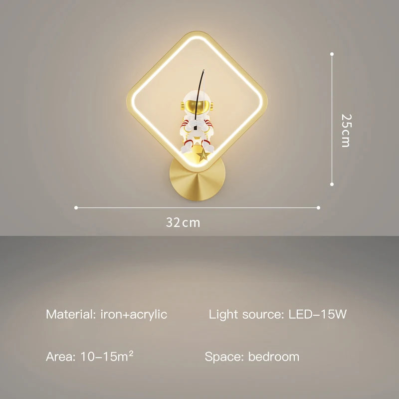 Minimalist Square Led Wall Lamps Astronaut Child Bedroom Bedsides Wall Seconded Light Modern Indoor Decors Night Lighting Fixture