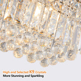 8-Light Modern Crystal Chandelier Chrome color Rectangle Chandelier Contemporary  Pendant Light Fixture (Bulb Not Included)