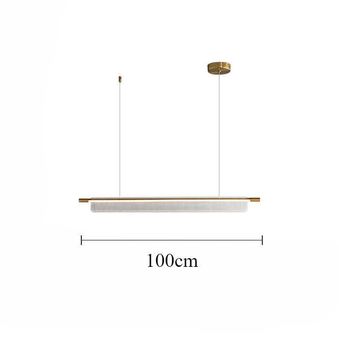 Simple Acrylic Linear LED Chandelier for Dining Table Kitchen Island Restaurant Bar Office Study Modern Iron Strip Pendant Light
