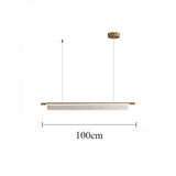 Simple Acrylic Linear LED Chandelier for Dining Table Kitchen Island Restaurant Bar Office Study Modern Iron Strip Pendant Light