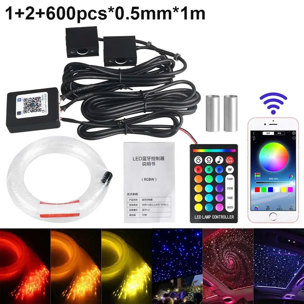1/2/4 Split Fiber Optic Light Kit - RGBW Starry Sky Lamp with Bluetooth App & Music Sync - Distributed Ceiling Star Light for Car & Home