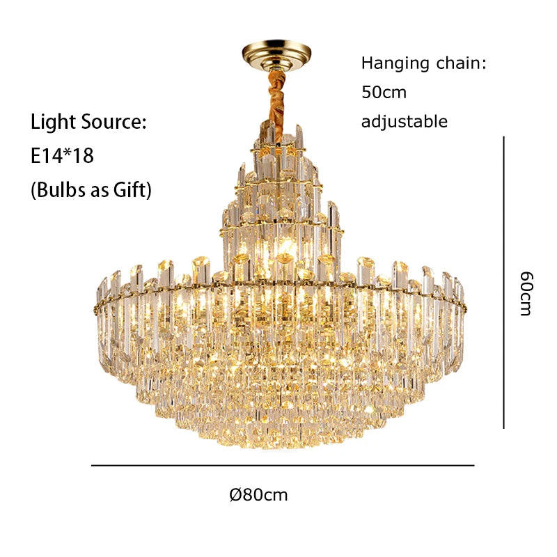 LED Luxury Light Fixture Lustre Crystal Ceiling Chandeliers Hanging Lamps Modern Decor High-end Home Appliance for Dining Room