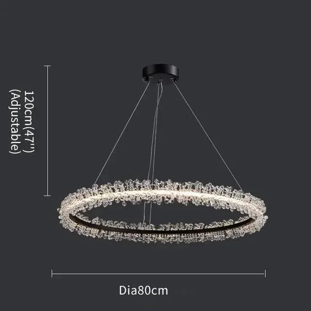 French Light Luxury Lamps Modern Minimalist Living Room Diningroom Bedroom Lighting Internet Celebrity Ring  Crystal Pendant