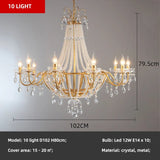 French Candle E14 Led Chandelier Villa Stairs Pearl Crystal Led Pendant Lights Hotel Art Decor Suspend Light Led Luminarias