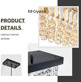 Rectangular Crystal Chandelier Industrial Rectangle Led Pendant Light Fixture for Kitchen Island Dining Room Black L 33.5" x