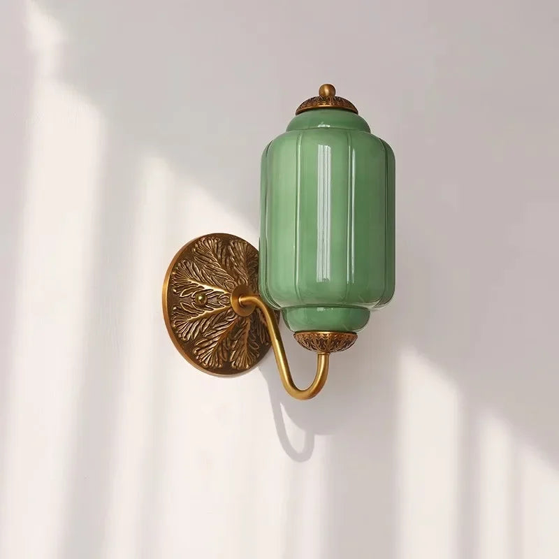 Eloise French Medieval Scallop Milk Glass Pendant Lamp - Retro Green Globe LED Dimmable Hanging Light for Homestay, Dining Room & Office Decor