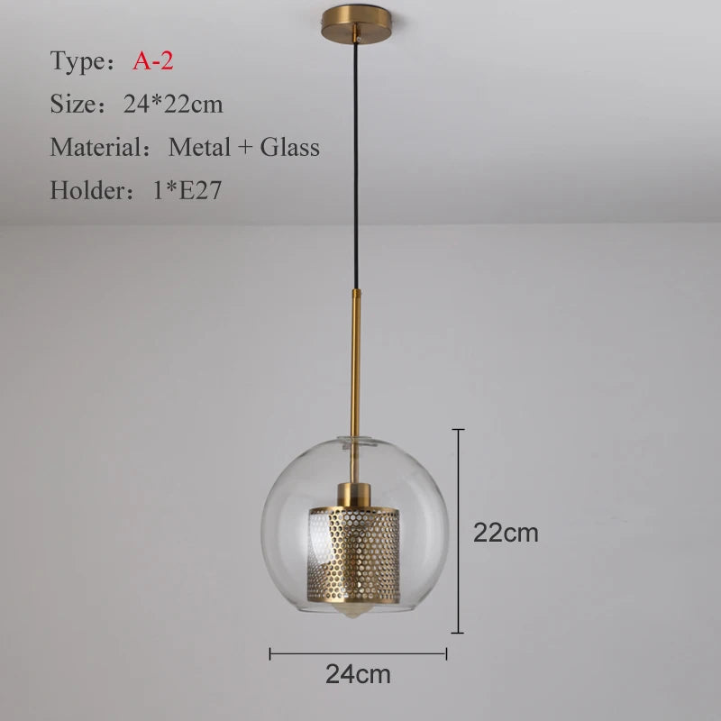 Loft Modern Pendant Light Glass Ball Hanging Lamp Kitchen  Fixture Dining Hanglamp Living Room Ceiling Lamps LED s