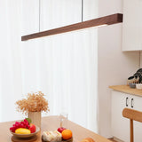 Wood Pendant Light LED Wooden Hanging Lamp LED Pendant Linear Light Wood Long Kitchen Island Lamp for Dining Living Room Office
