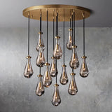Modern Raindrop Pendant Light Lamp Luxury Round Brass High Ceiling Glass Lampshape Chandelier For Living Room Dining Room Stairs