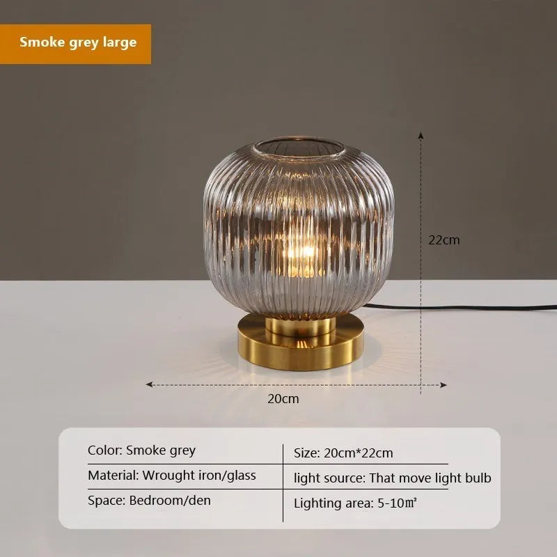 Retro Glass Table Lamp Pumpkin Ball Desk Light For Restaurant Study Living Room Bedside Hotel Villa Home Decors Luster&#39;s Lamp