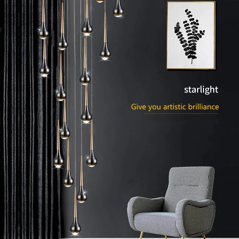 Modern Chandeliers For Staircase Living Room Pendant Lights LED  Lamp Villa Exhibition Hall Loft Long Hanging Lamp Light Fixture