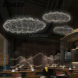 Nordic Art Floating Cloud Chandelier for Hotel Hall Restaurant Office Bar Pendant Lamp Suspended LED Luminaire with Spotlight