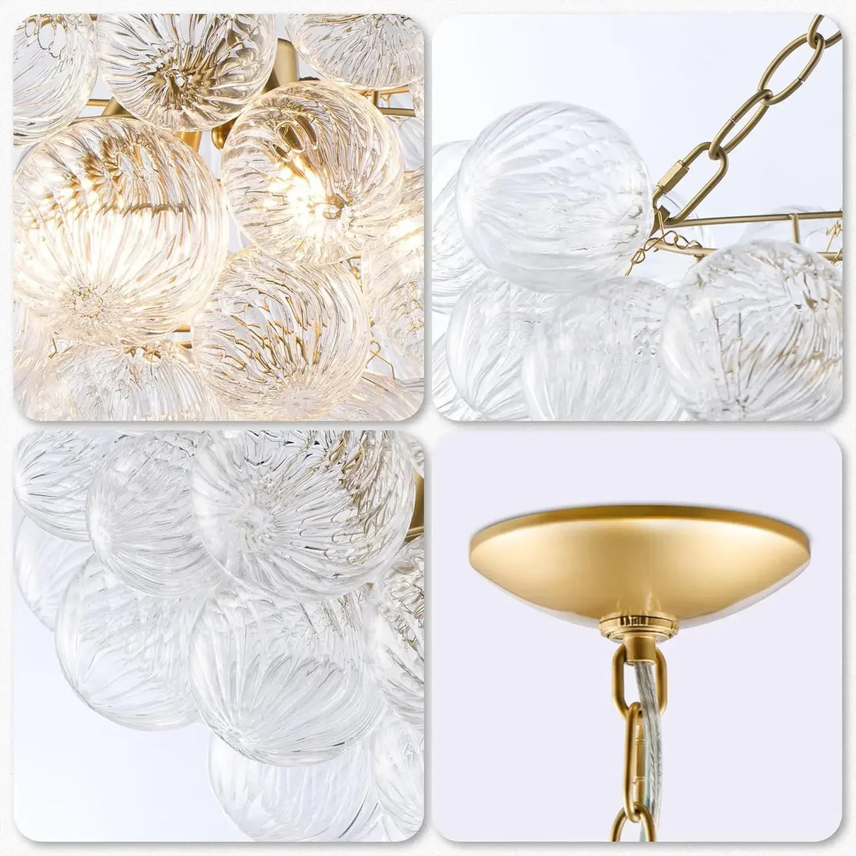 French Light Luxury Bedroom Magic Beans Transparent Glass Chandelier Spectacular Hotel Lobby Villa Living Room Home Decor LED