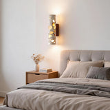 Mid-Century Translucent Stone LED Wall Lamp - Retro Architectural Accent Sconce Light Fixture for Bedroom Bedside, Living Room Background & Corridor
